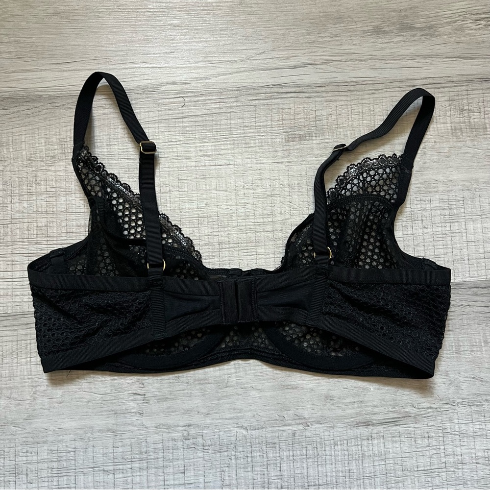 VICTORIA'S SECRET LUXE LINGERIE Unlined Demi Fishnet Mesh Plunge Bra Black 36C - Picture 5 of 14